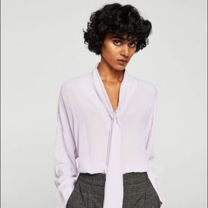 Lavender flowy blouse By Mango